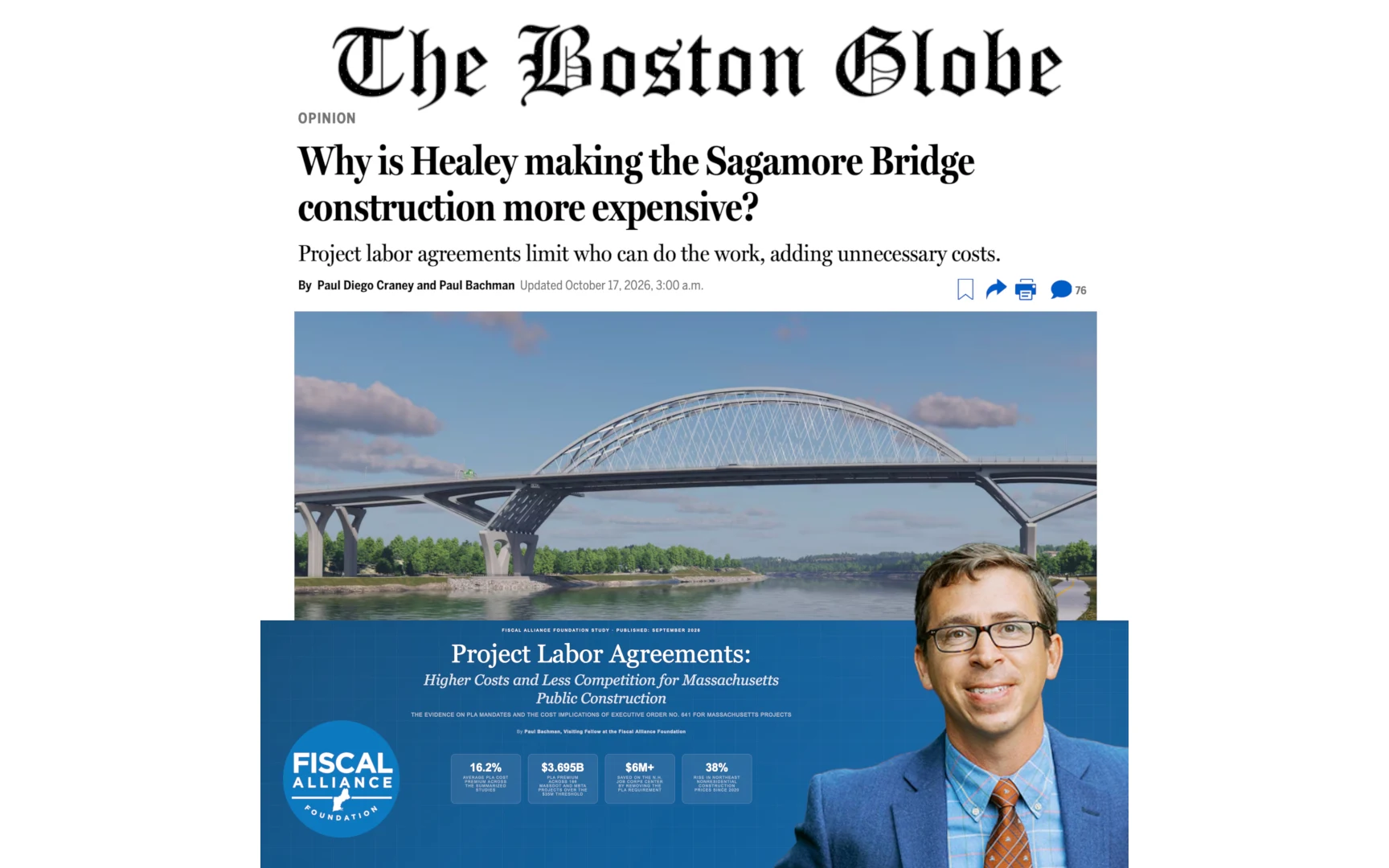 Why is Healey making the Sagamore Bridge construction more expensive? — op-ed in The Boston Globe by Paul Diego Craney and Paul Bachman