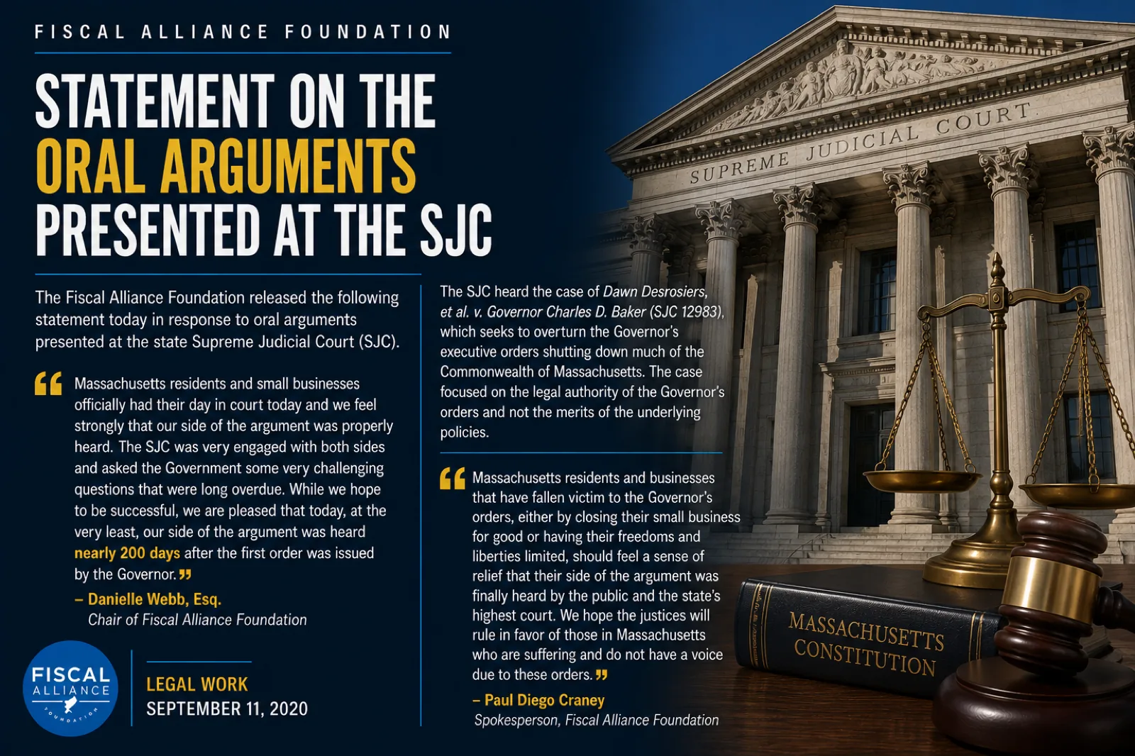 Statement on the oral arguments presented at the SJC